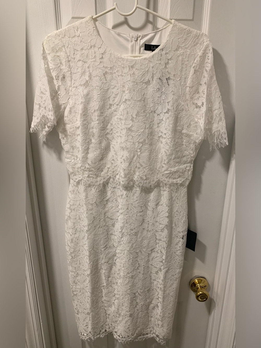 Lulu's White Floral Lace Short Sleeve Midi Dress